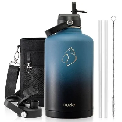 Buzio Duet Series Water Bottle with 2 Lids and Sleeve 2.5L - Indigo Crush